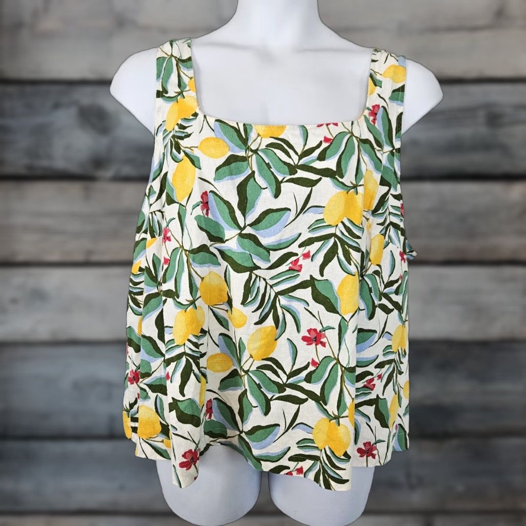 Vintage Ava & Viv Tank Top Womens 3X Yellow Linen Blend Rayon Print Size XXL / US 16-18 / IT 52-54 - 1 Thumbnail
