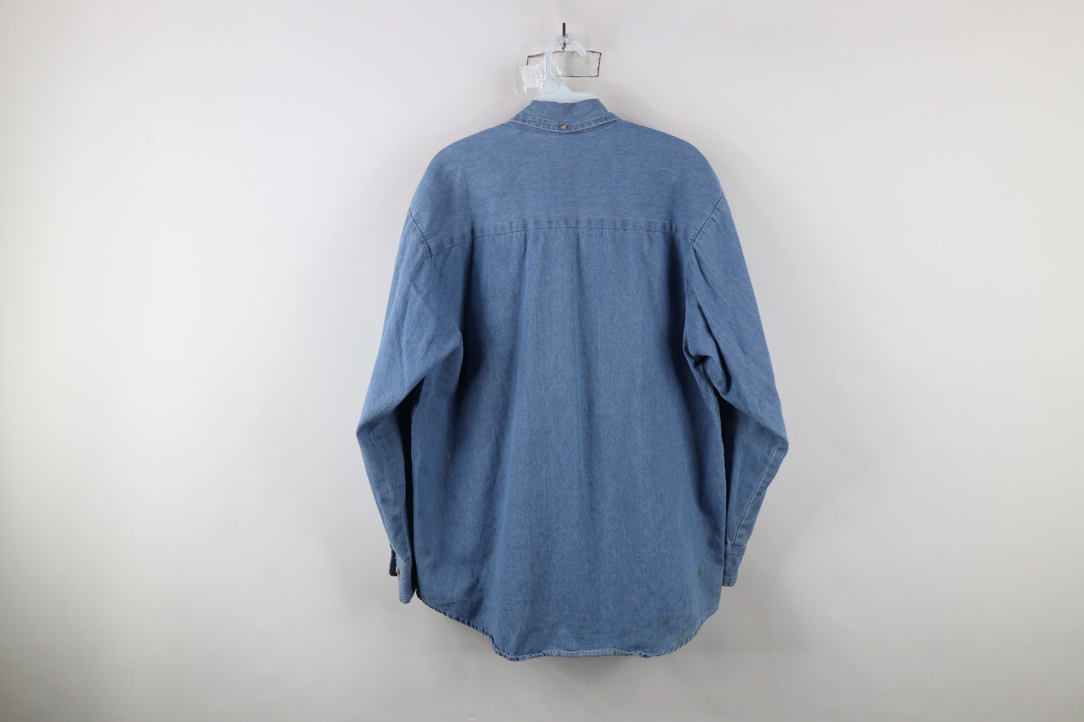 Vintage Vintage 90s Streetwear Blank Denim Jean Button Down Shirt Size US M / EU 48-50 / 2 - 13 Thumbnail