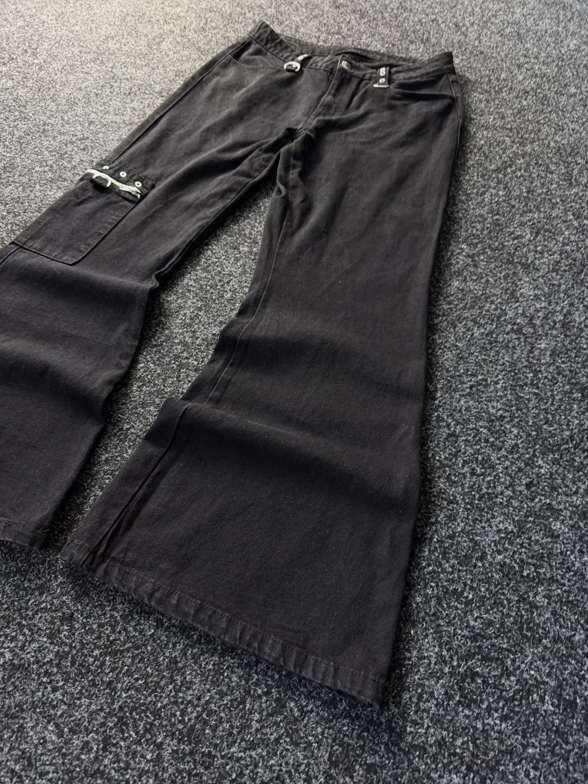 Japanese Brand Y2K Gothic Flare Pants Metal Hardware & Side Pocket Zip Size 32" / US 10 / IT 46 - 3 Thumbnail