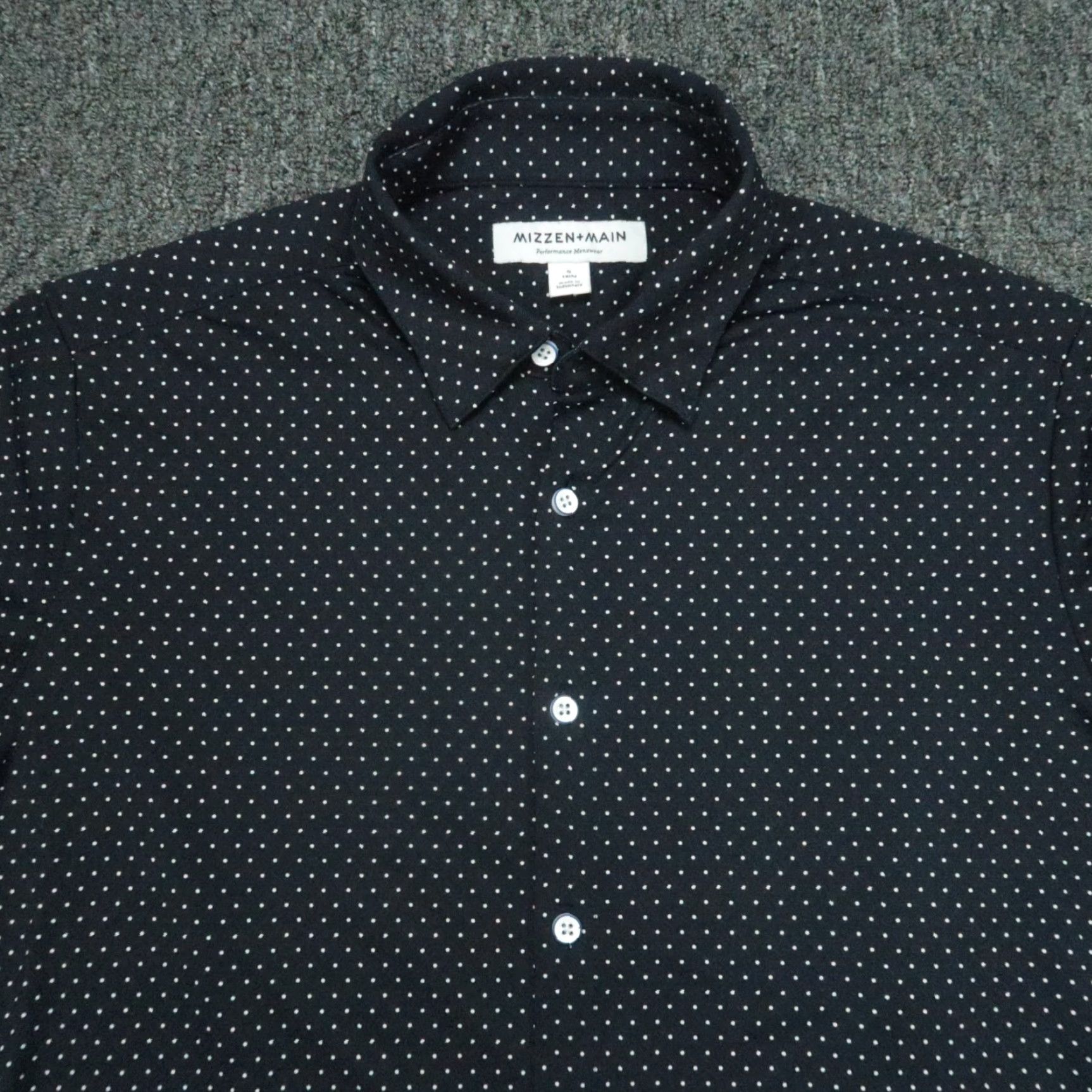Mizzen+Main Mizzen Main Shirt Mens Small Blue White Performance Trim Polka Dot Short Sleeve Size US S / EU 44-46 / 1 - 2 Thumbnail