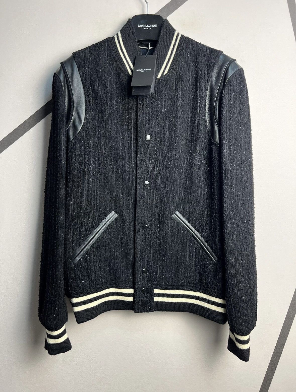 Saint Laurent Paris Black Sequinned Teddy Jacket sz 52 Size US L / EU 52-54 / 3 - 1 Thumbnail
