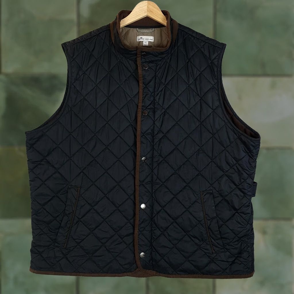 Peter Millar Peter Millar Vest Mens 2XL Black Quilted Fleece Lined Crown Essex Travel Vest Size US XXL / EU 58 / 5 - 1 Thumbnail