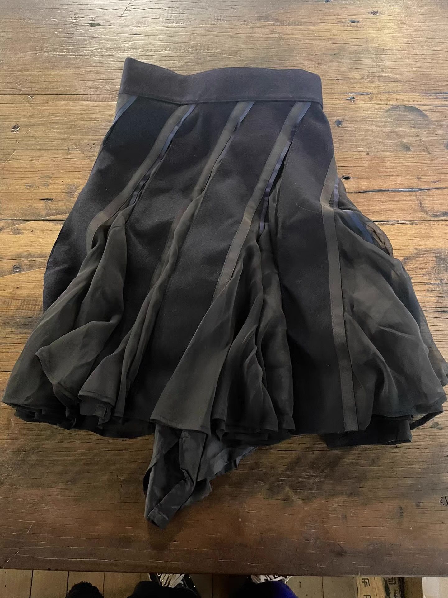 Sacai Sacai 15FW Line Navy Striped Mesh Panel Flared Skirt Ｑ25 Size 32" / US 10 / IT 46 - 2 Thumbnail