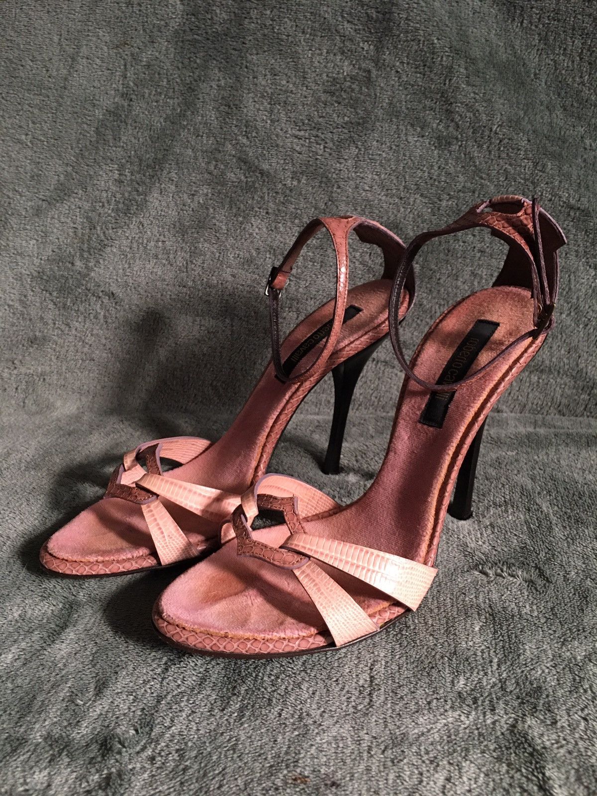 Roberto Cavalli Roberto Cavalli Snakeskin Strappy Leather Heels Sandals EU37 Size US 7 / IT 37 - 1 Thumbnail
