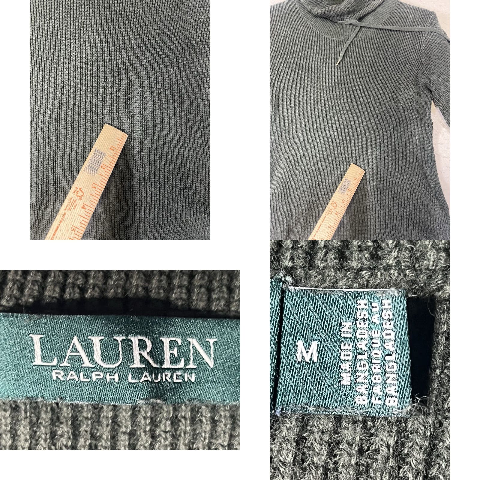 Ralph Lauren Lauren Ralph Lauren Sweater Women Green Waffle-Knit Cowl Neck Sz Medium Size M / US 6-8 / IT 42-44 - 8 Thumbnail