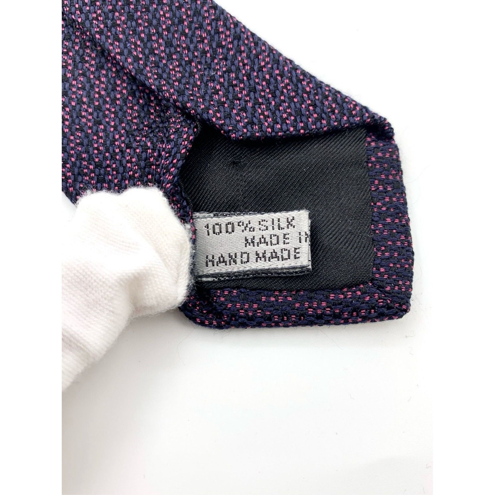 Dior Dior Mens Textured Woven Silk Tie In Purple & Black Size ONE SIZE - 8 Thumbnail