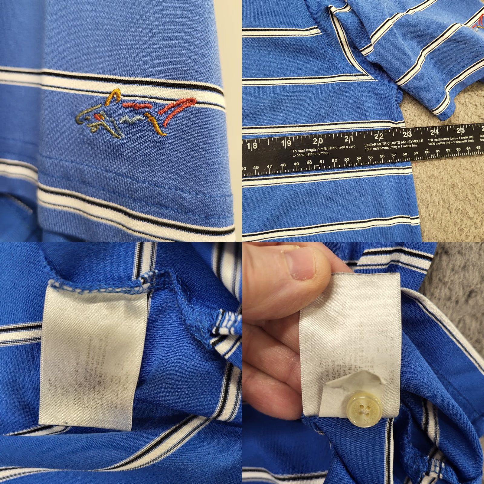 Vintage Greg Norman PlayDry Polo Shirt Men's L Golf Blue Striped Short Sleeve Size US L / EU 52-54 / 3 - 8 Thumbnail