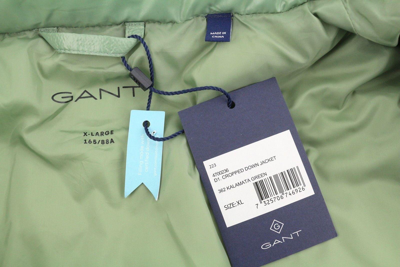 Gant CROPPED DOWN XL Kalamata Green Down Jacket 87275 Size XL / US 12-14 / IT 48-50 - 8 Thumbnail