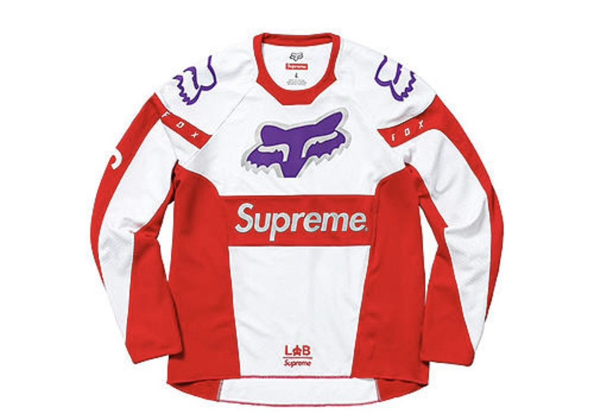 Fox Racing × Supreme Supreme Fox racing moto Jersey top white red Size US S / EU 44-46 / 1 - 1 Thumbnail