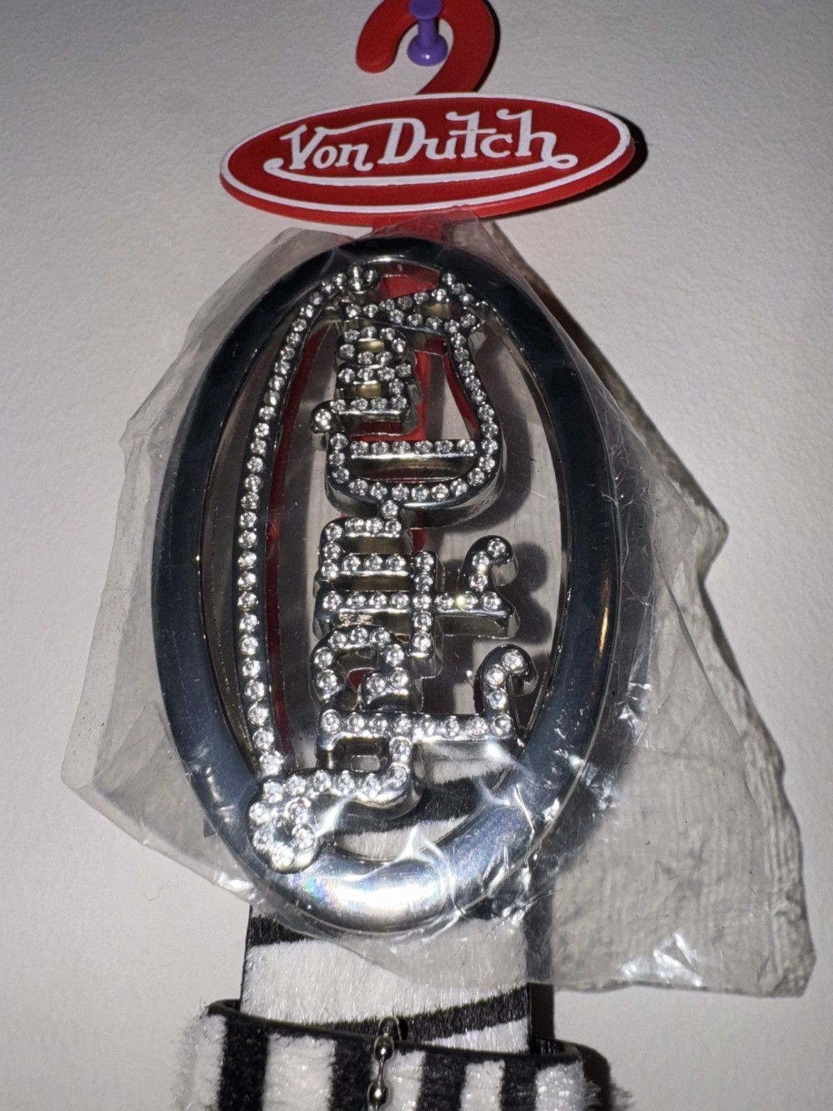 Von Dutch Vintage Von Dutch Rhinestone belt, Zebra, Y2k Size ONE SIZE - 6 Thumbnail