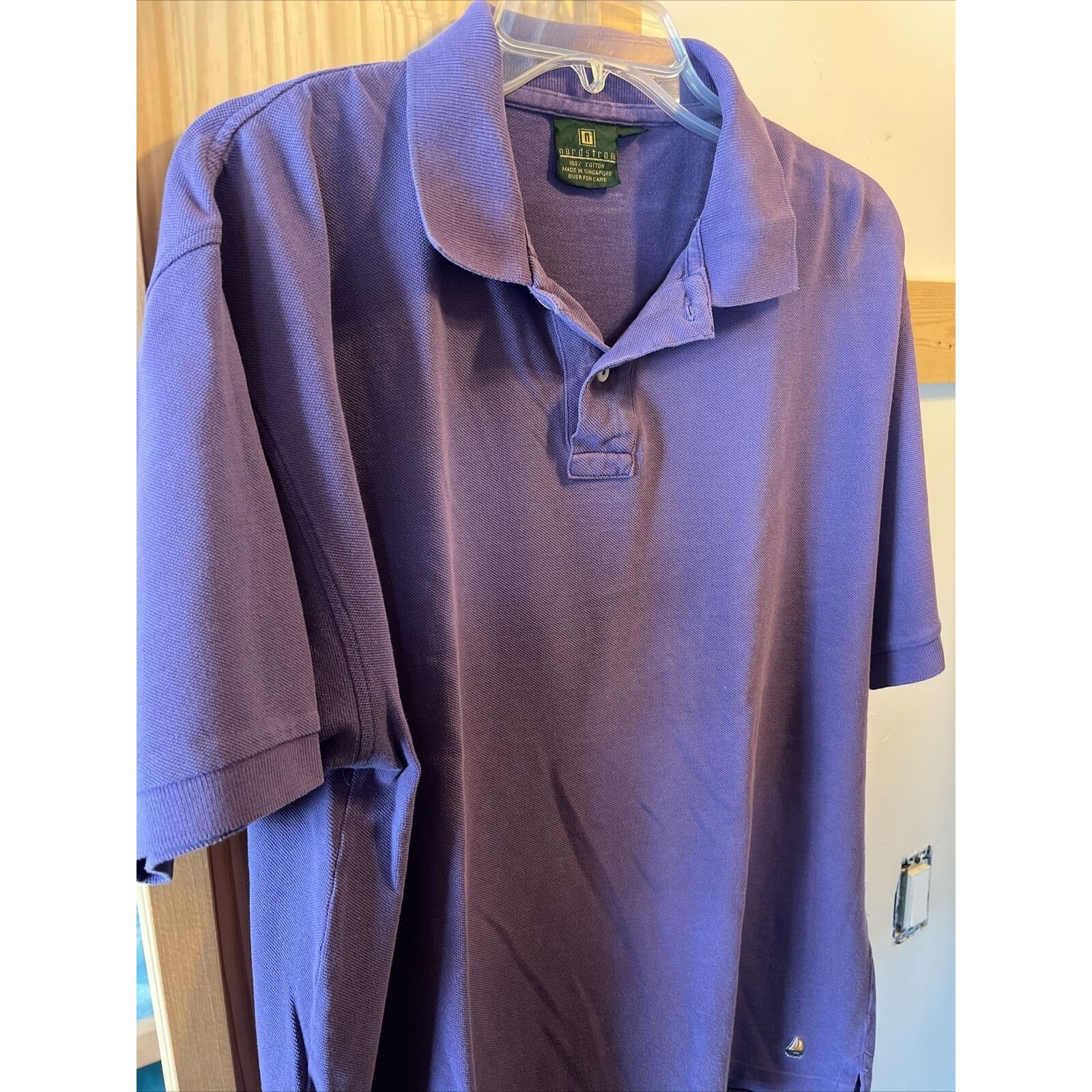 Nordstrom Nordstrom Mens L Purple Short Sleeve Button cotton golf polo Size US L / EU 52-54 / 3 - 5 Thumbnail