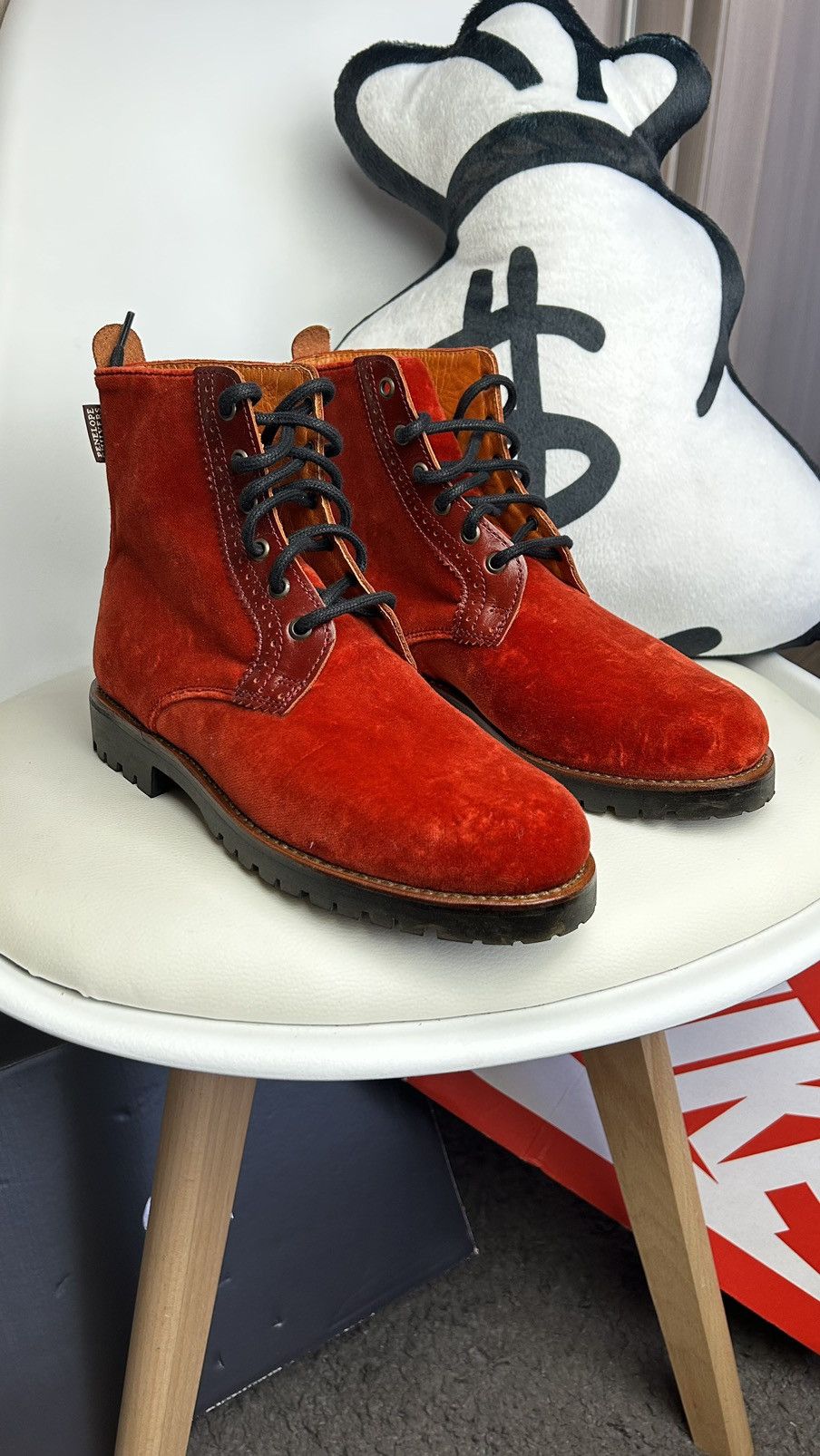 Other PENELOPE CHILVERS Burnt Orange Velvet Laced Anckle Boots Size US 10 / IT 40 - 2 Thumbnail