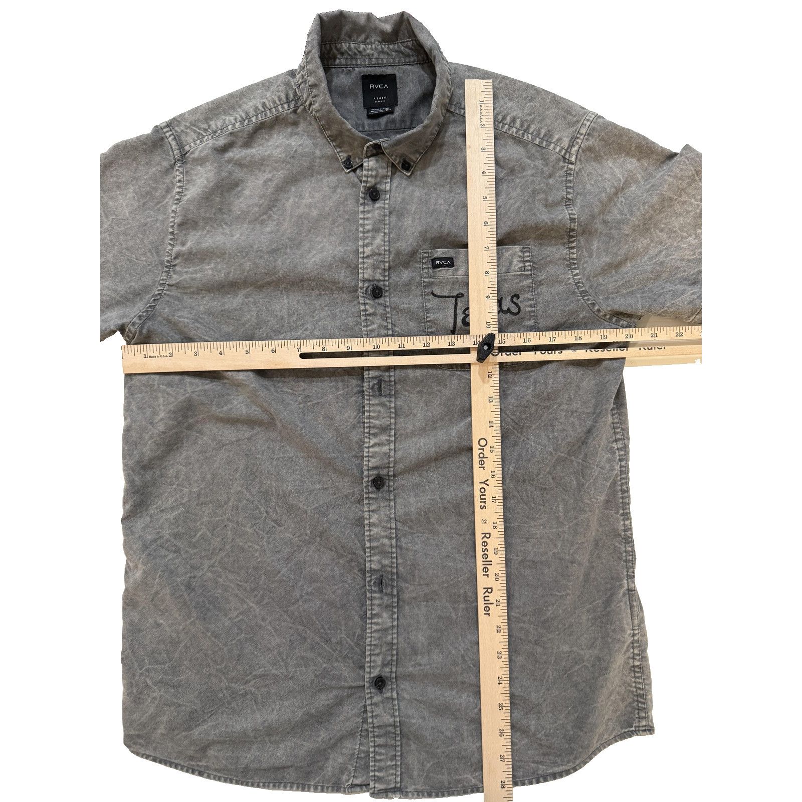 RVCA RVCA Shirt Mens LG Gray Button Up Tejas Meat Supply Size US L / EU 52-54 / 3 - 4 Thumbnail