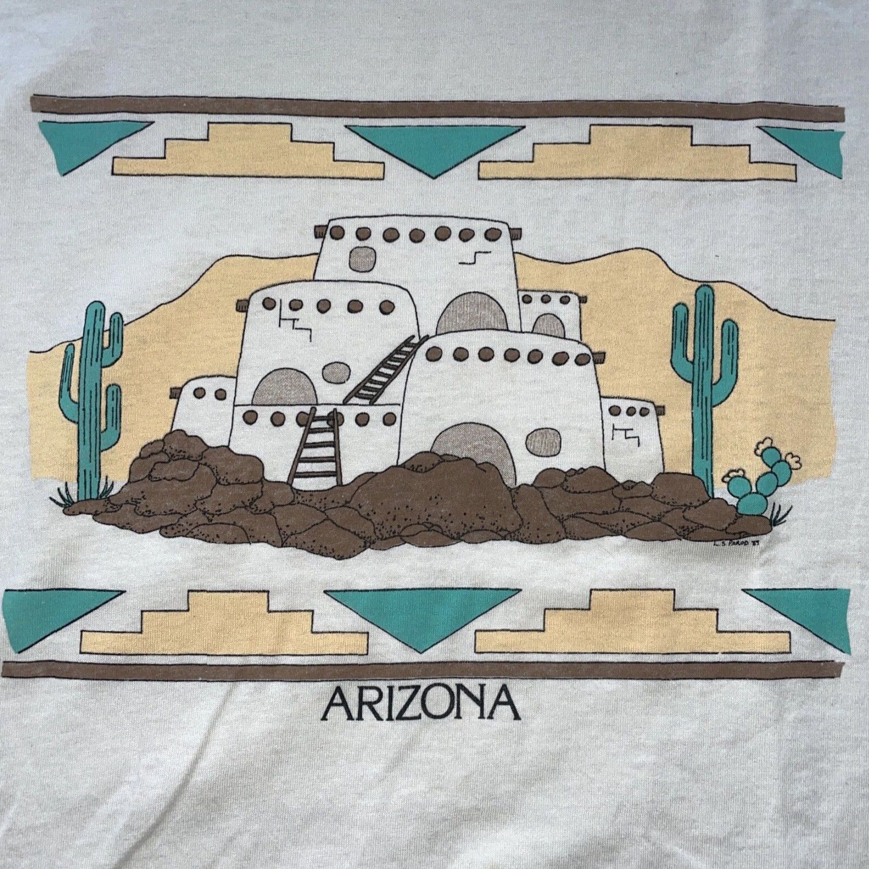 Vintage VINTAGE Arizona T-Shirt Mens L White USA Screen Stars BEST SINGLE STITCH Size US L / EU 52-54 / 3 - 2 Thumbnail
