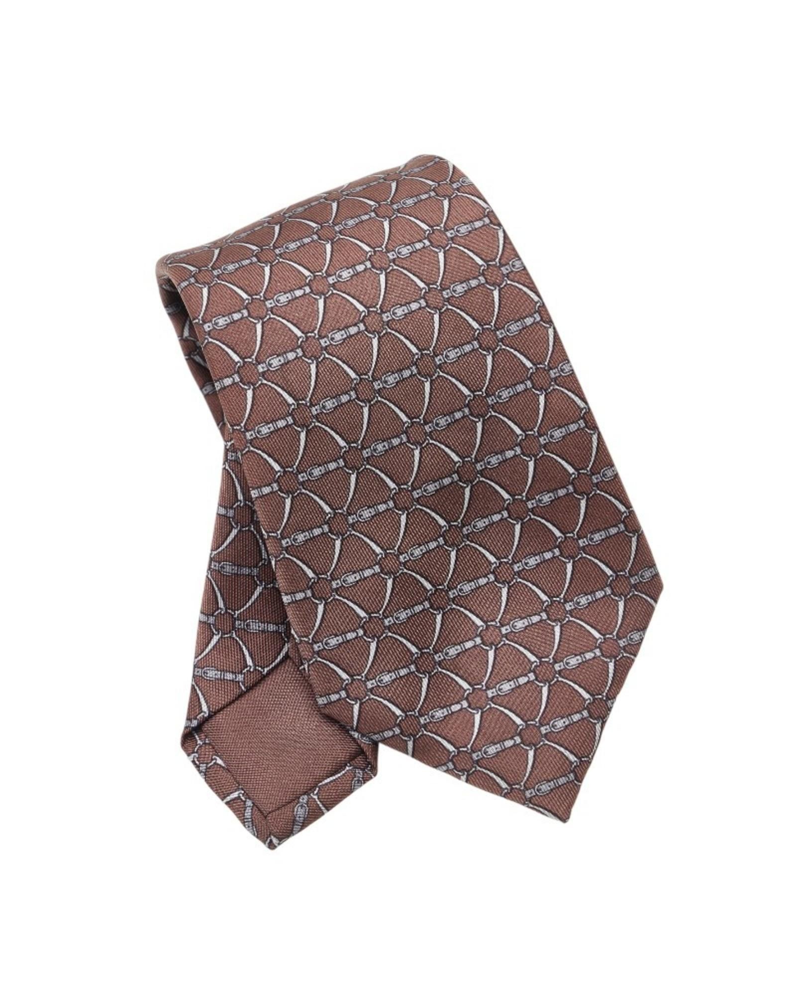 image of Hermes Silk Brown Cravat For Men