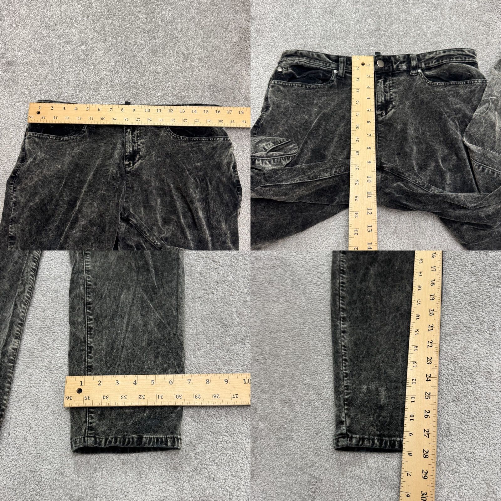 Eileen Fisher VINTAGE Eileen Fisher Womens Jeans Stretch Velour Acid Washed Black 12P High Rise 32x28 Streetwear Casual Size 34" / US 12 / IT 48 - 8 Thumbnail