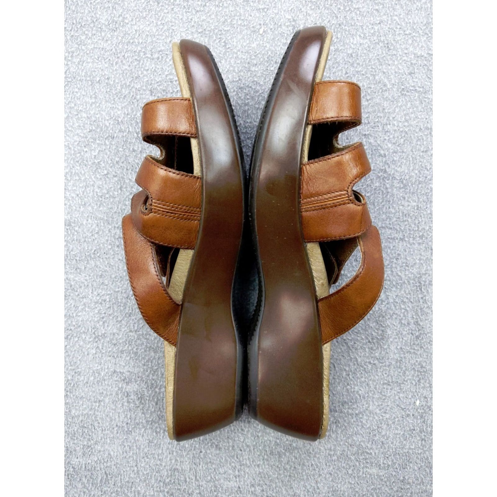 Dansko DANSKO Dixie Womens 7 38 Swirl Brown Leather Hook Loop Slides Wedge Sandals Size US 7 / IT 37 - 6 Thumbnail