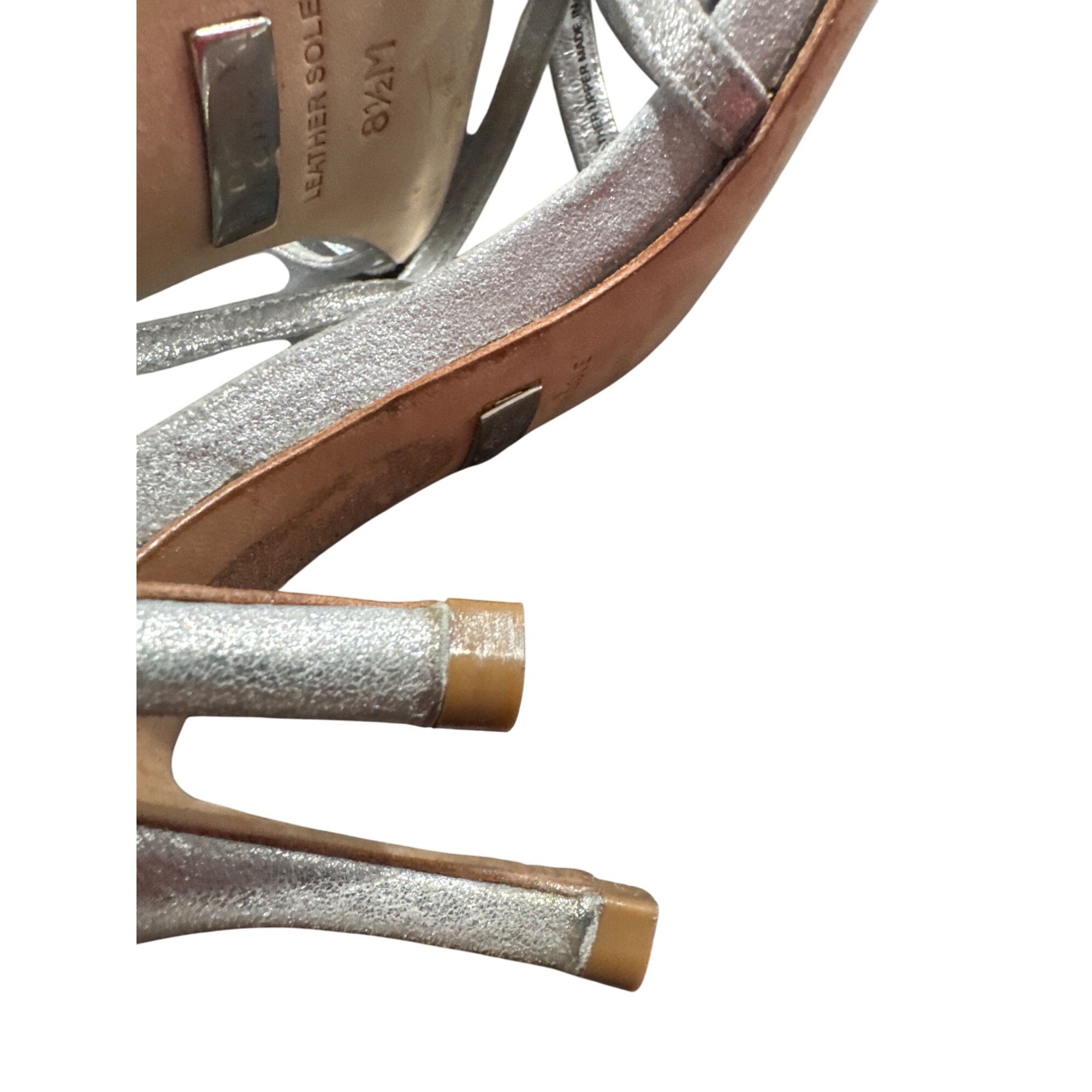Badgley Mischka Badgley Mischka Strappy Silver Heels 8.5M SKU 9007 Size US 8.5 / IT 38.5 - 11 Thumbnail