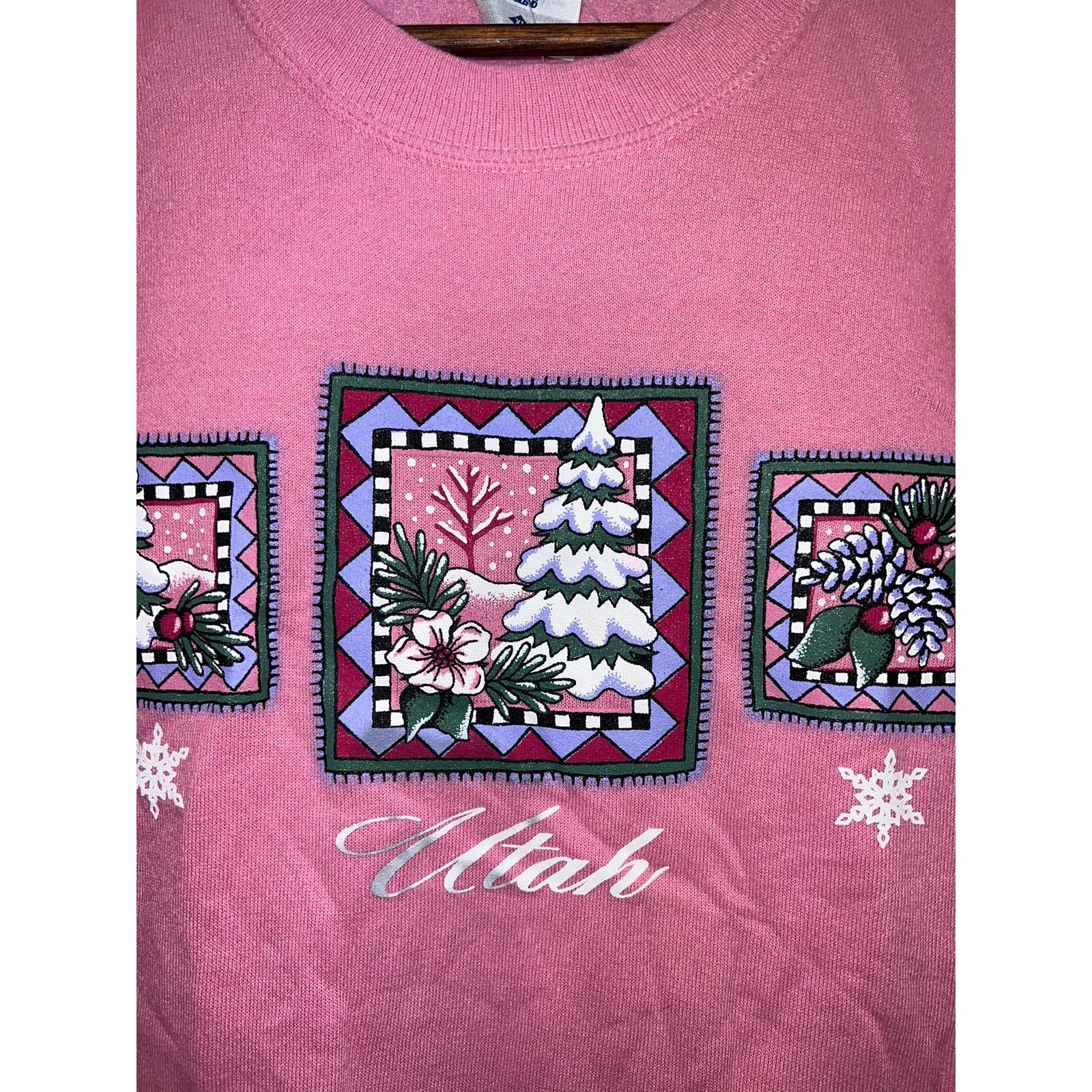 Vintage Vintage Utah Sweatshirt Winter Pink Crewneck Jerzees 90s XL Size US XL / EU 56 / 4 - 3 Thumbnail