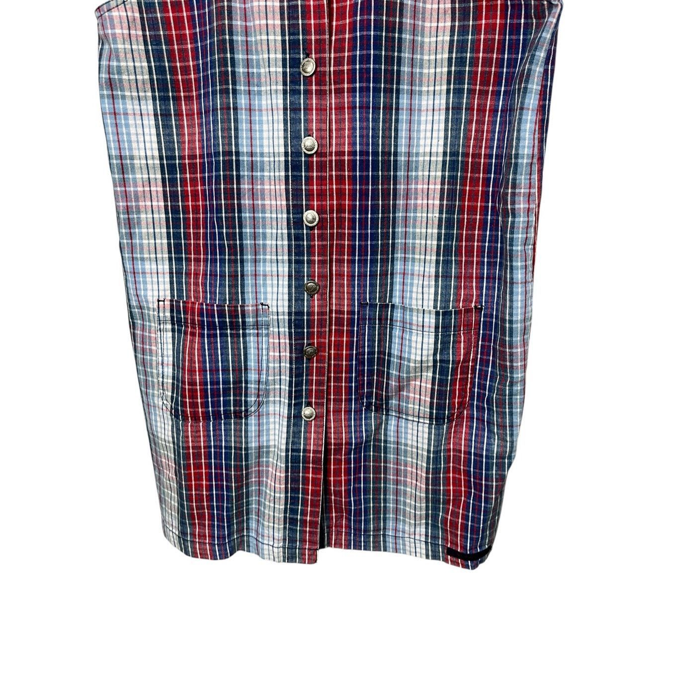 Other Vintage No Excuses 90s Y2K Jumper Dress Size L Red Blue Plai Size L / US 10 / IT 46 - 3 Thumbnail