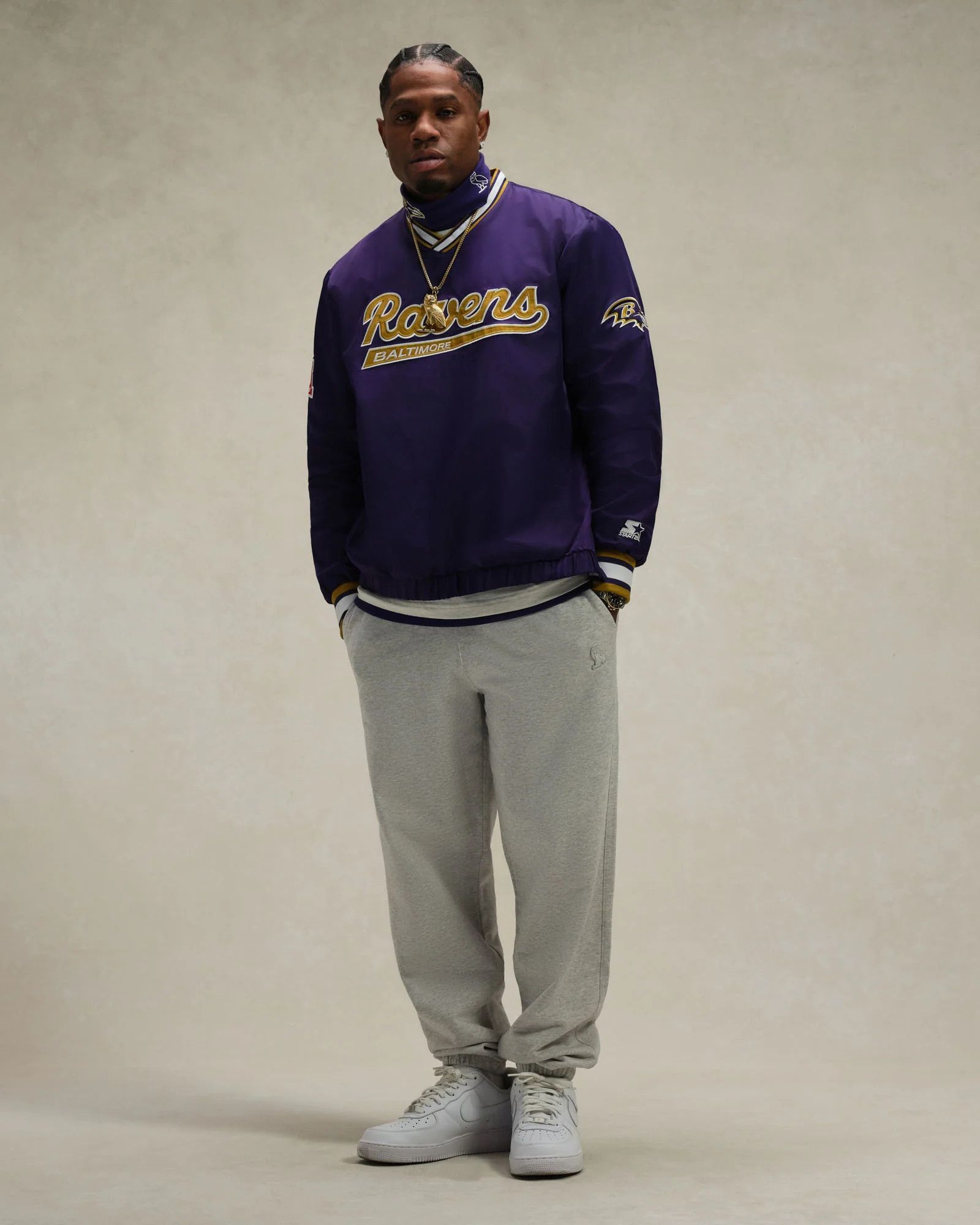 Drake OVO x NFL BALTIMORE RAVENS STARTER TRAINER PULLOVER JACKET Size US M / EU 48-50 / 2 - 3 Thumbnail