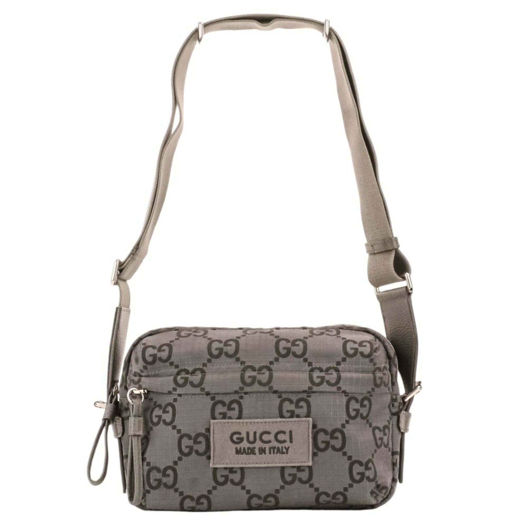 Gucci GUCCI ECONYLON GG Polyester Shoulder Bag, Medium, 767931 520981, Gray, Men's/Women's Size ONE SIZE - 1 Thumbnail