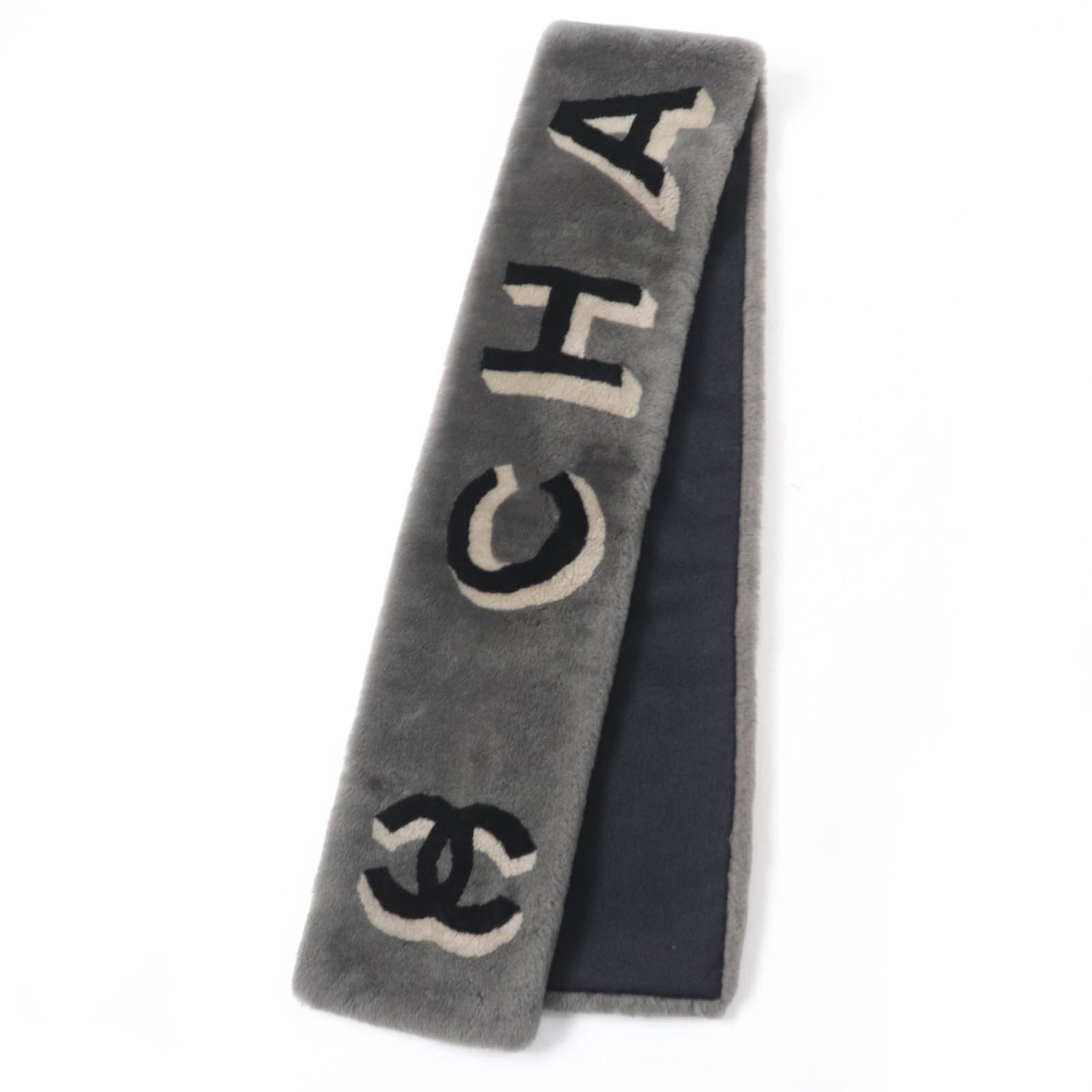 Chanel CHANEL 20B AA7074 100% Cashmere Mouton Shawl with Coco Mark Logo Design, Gray, Made in Italy, Women's Size ONE SIZE - 1 Thumbnail