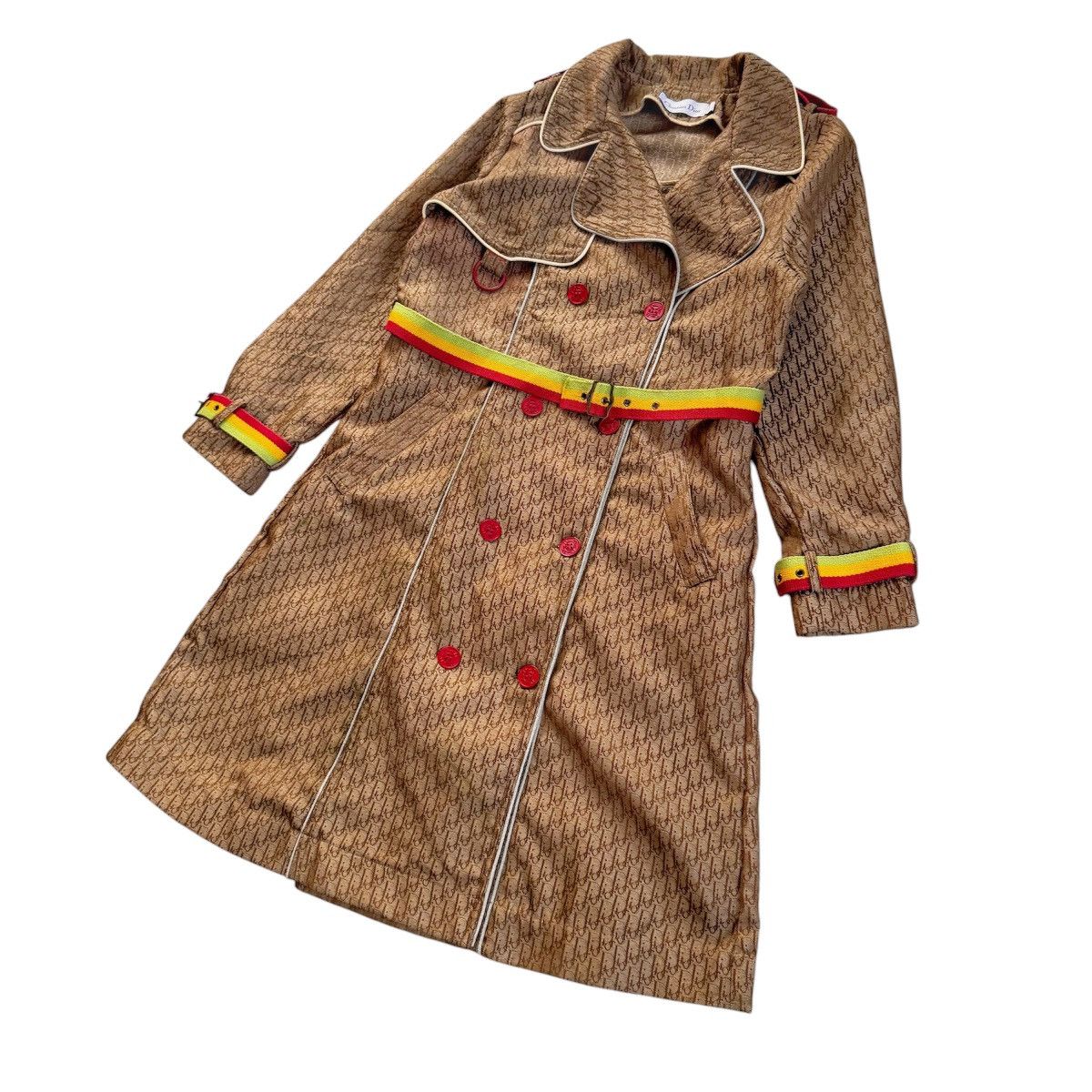 Dior Vintage Christian Dior Monogram Rasta Trench Coat Galliano Size S / US 4 / IT 40 - 2 Thumbnail