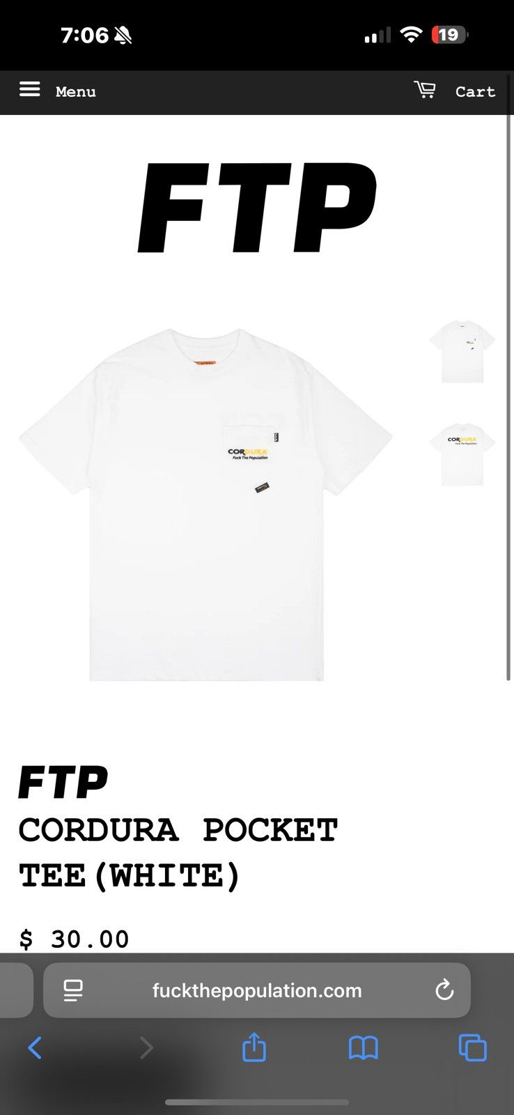Fuck The Population Fuck the Population X Cordura Pocket Tee Size US S / EU 44-46 / 1 - 2 Thumbnail