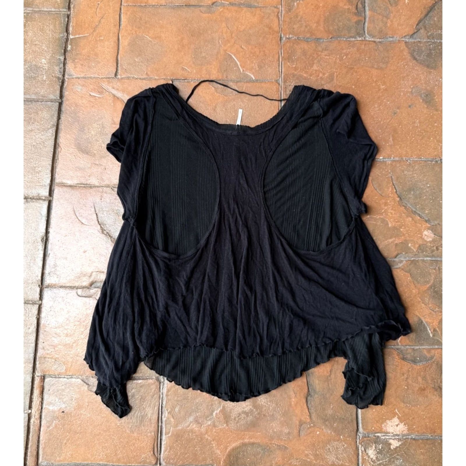Free People VINTAGE? No — Free People Cookie Layered Look T Shirt Women’s Small Black Top Tee Short Sleeve Size S / US 4 / IT 40 - 3 Thumbnail