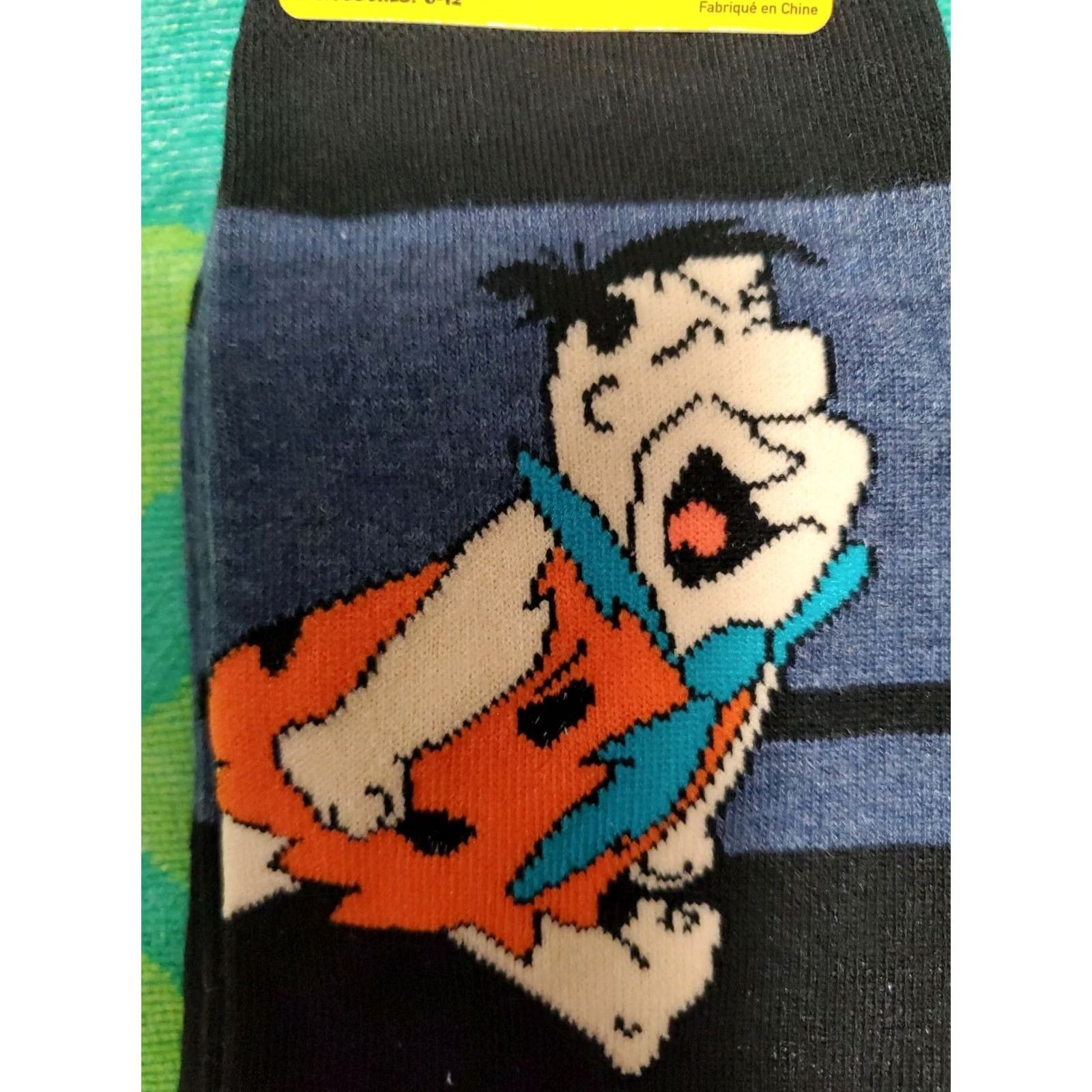 FRED The Flintstones Crew Socks The Flintstones Unisex Adults 6-12 Multicolor Polyester Spandex Crew Socks Mens Womens Size ONE SIZE - 3 Thumbnail