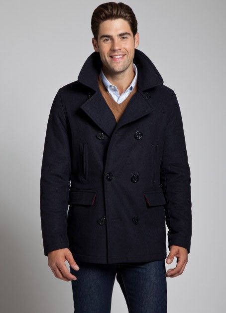 image of Bonobos Navy Wool Halifax Peacoat, Size S, Men's