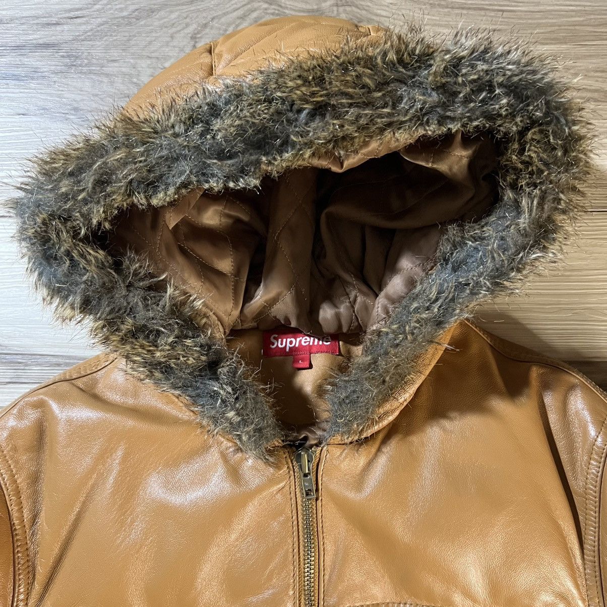 Supreme Supreme FW15 Tan Leather Down Puffer Jacket Fur Trim Size US L / EU 52-54 / 3 - 2 Thumbnail