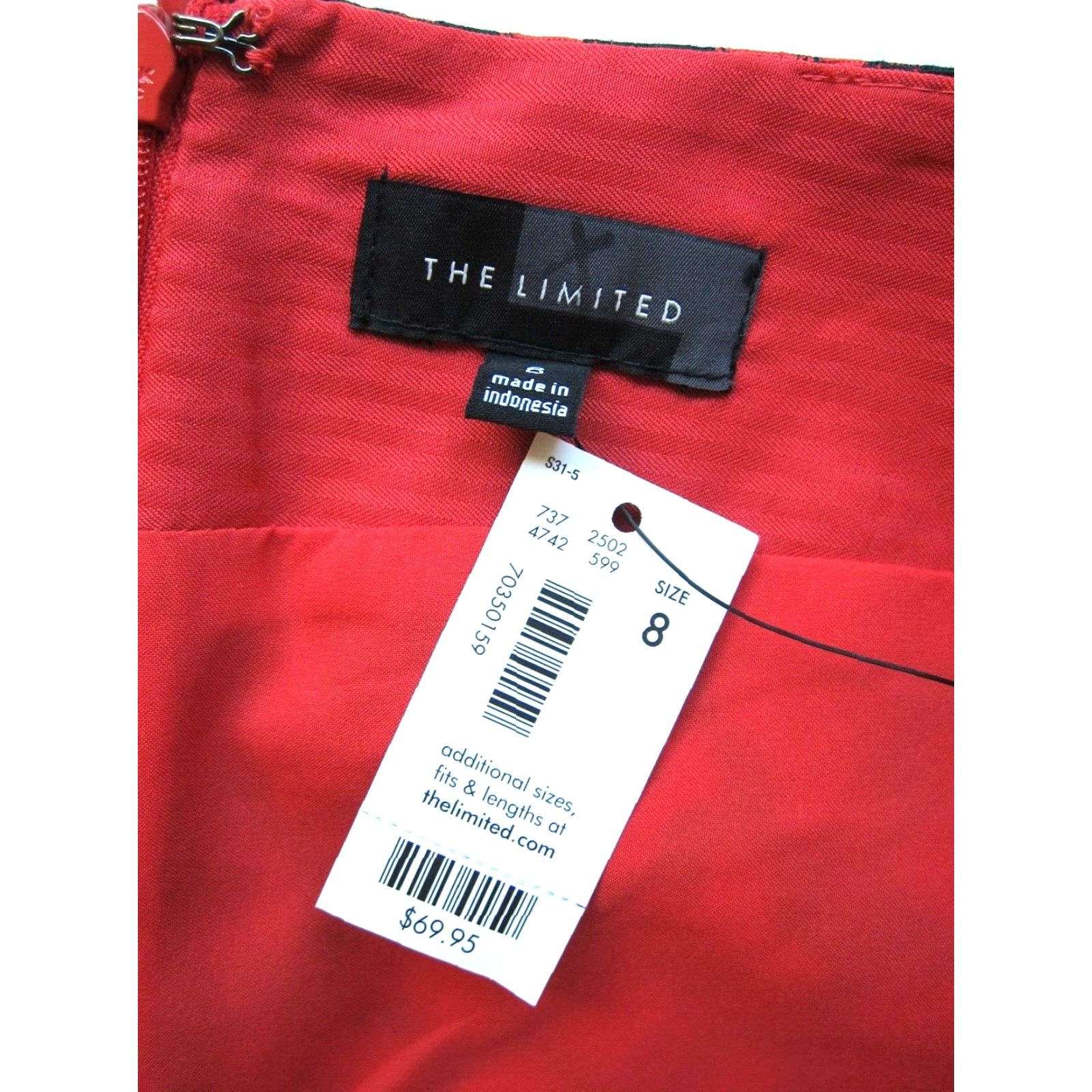 Vintage NWT The Limited Red Black Cheetah Print Work Straight Pencil Skirt Women 8 Size 30" / US 8 / IT 44 - 4 Thumbnail