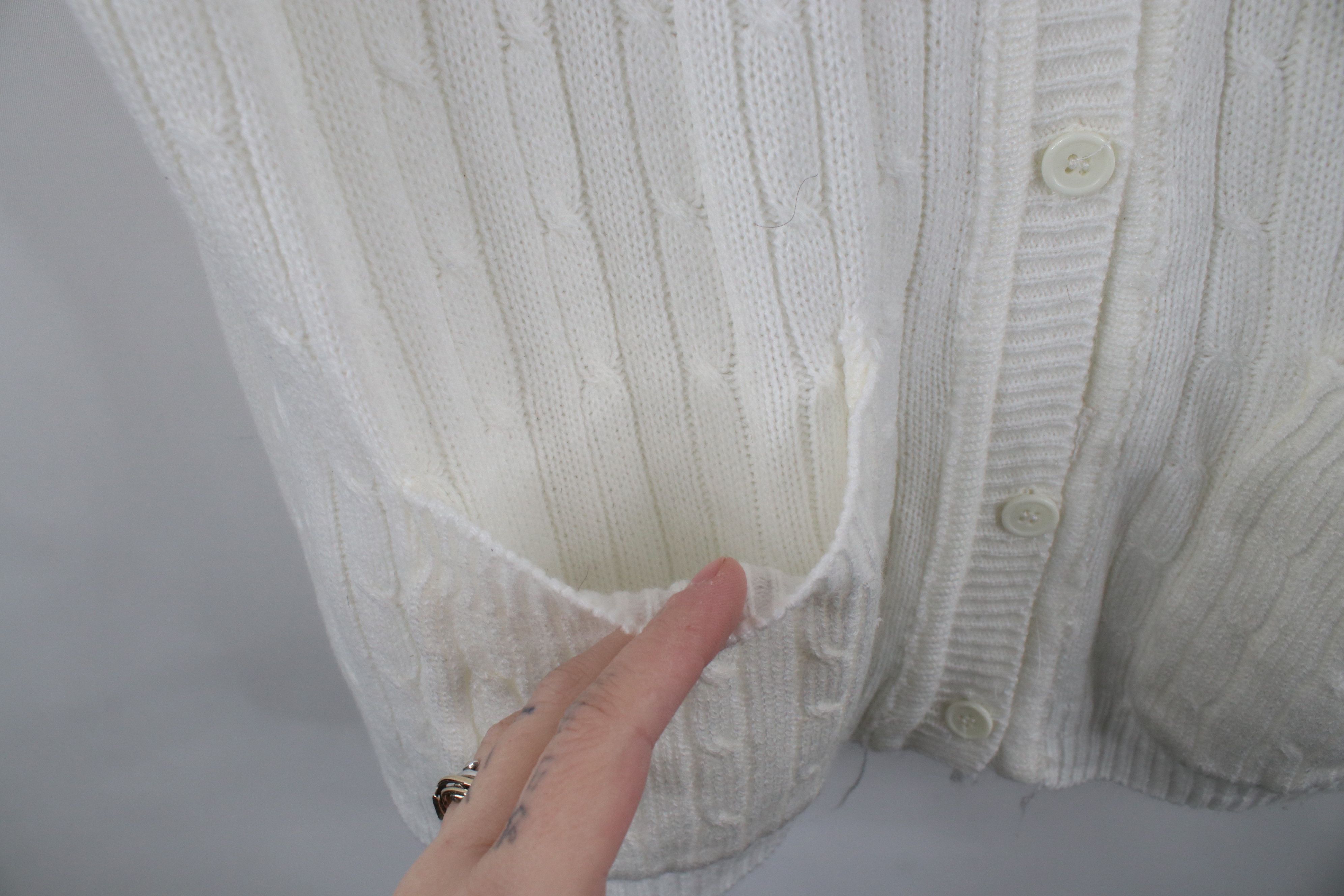 Vintage Vintage 90s Streetwear Knit Cardigan Sweater Vest White Size XL / US 12-14 / IT 48-50 - 7 Thumbnail