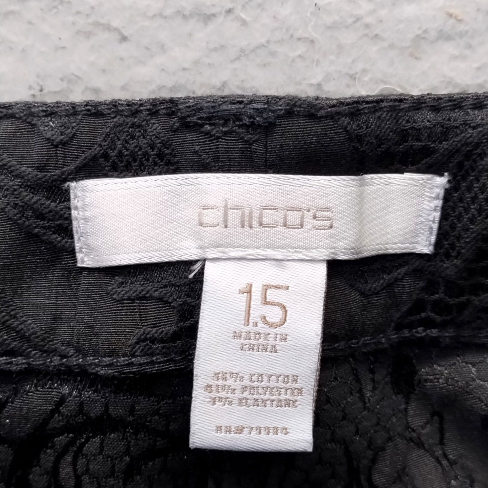 Vintage Chico's Womens Pants Size M Black Eyelet Lace Paisley Regular Fit Straight Leg Clothes Shirt/ Pant Size 32" / US 10 / IT 46 - 7 Thumbnail
