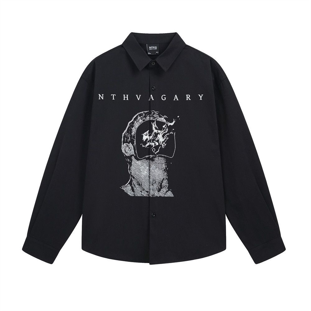 Vintage Creative graffiti print long-sleeved shirt casual loose Size US M / EU 48-50 / 2 - 1 Thumbnail