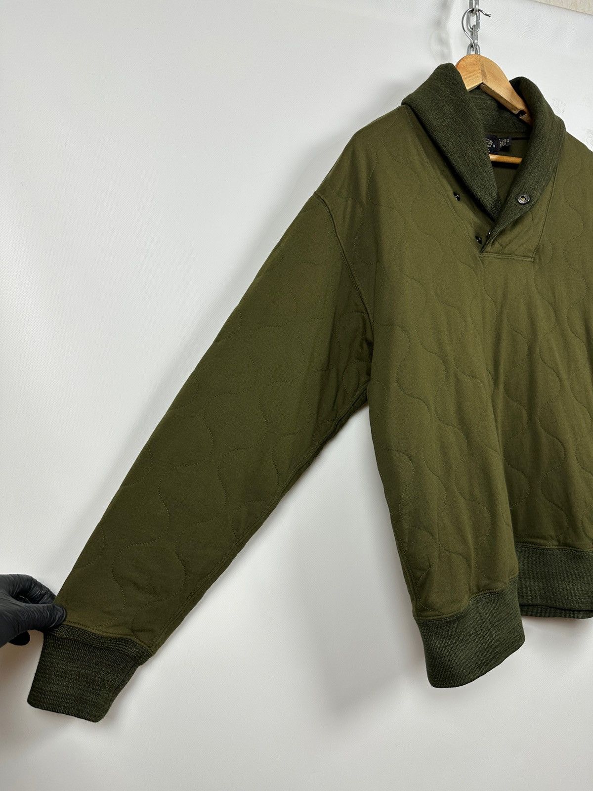 RRL Ralph Lauren RRL Ralph Lauren Khaki Quilted Shawl Collar Sweatshirt Size US XL / EU 56 / 4 - 13 Thumbnail