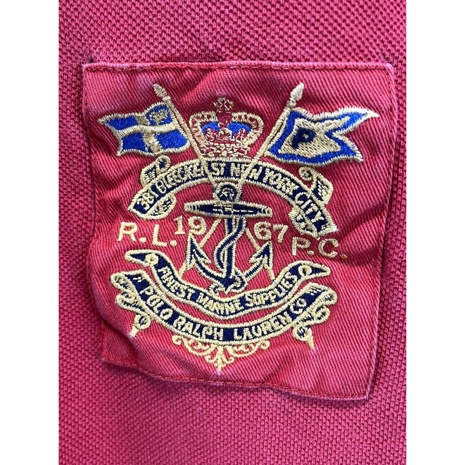 Polo Ralph Lauren VINTAGE Polo Ralph Lauren Shirt Big 3X Red Polo Mens Short Sleeve Crest Patch Polo Shirt with Flaw Size US XXL / EU 58 / 5 - 3 Thumbnail