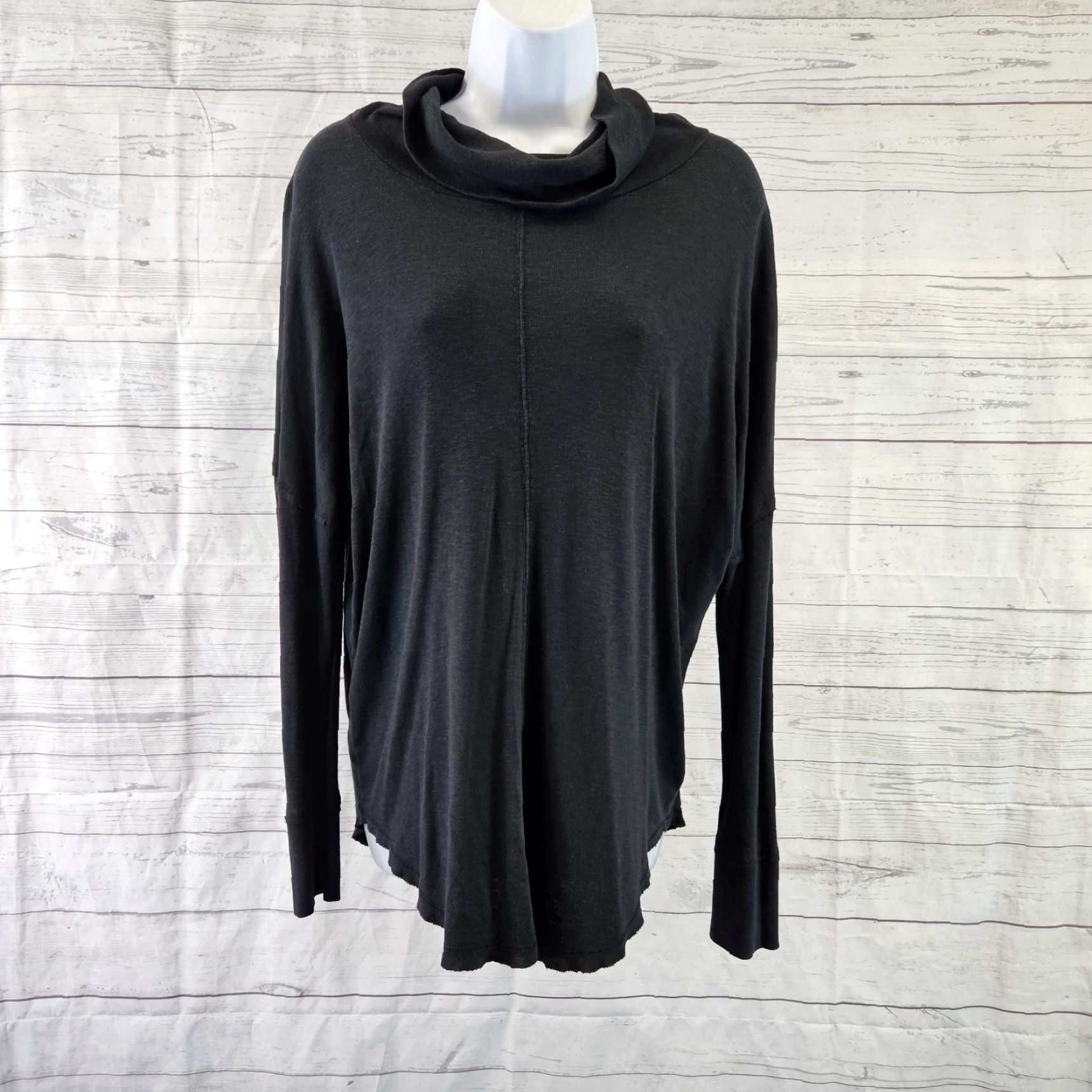 Vintage Maison Cinqcent Womens Top L Black Cowl Neck Long Sleeve Cotton Blend Blouse Size L / US 10 / IT 46 - 2 Thumbnail