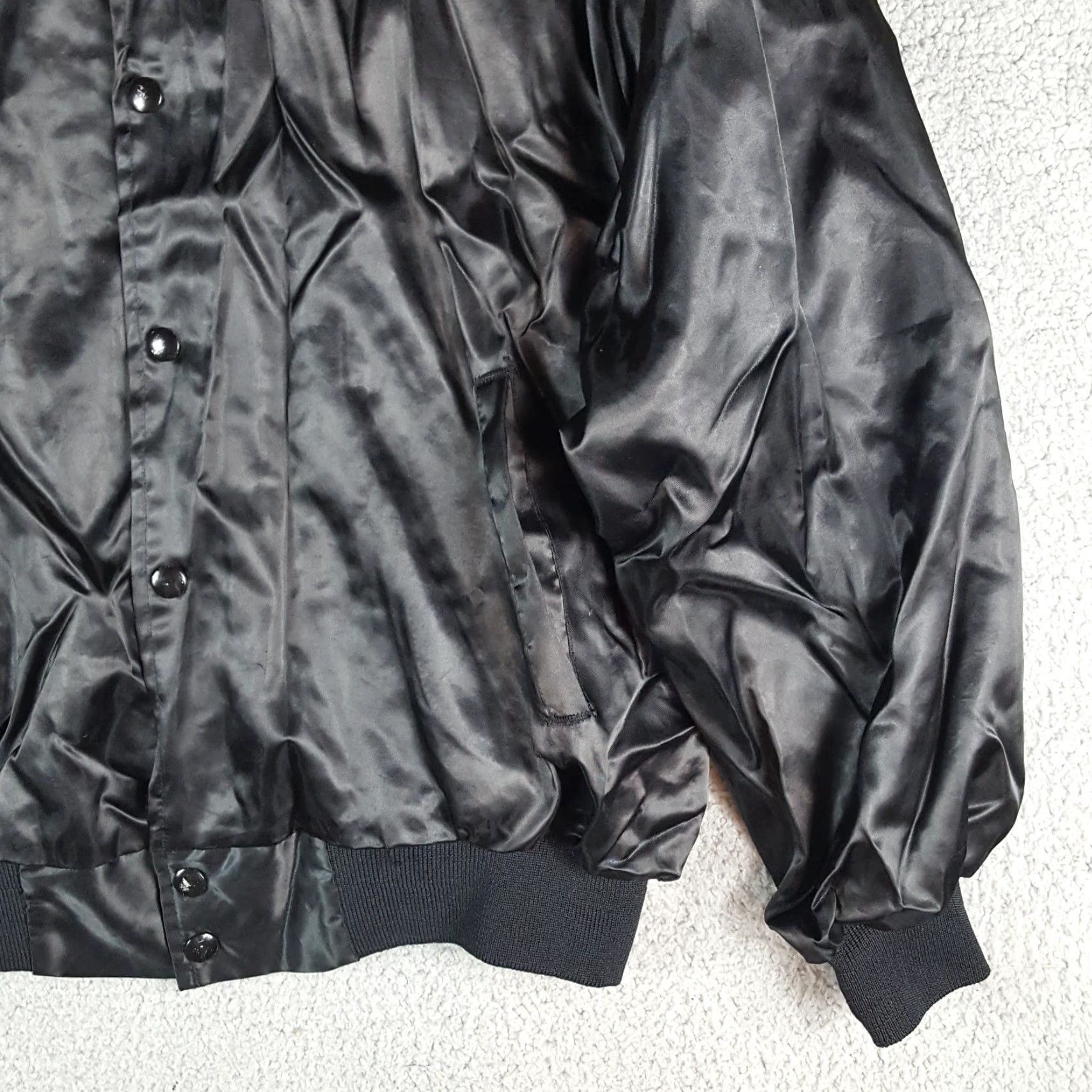Vintage VINTAGE Satine Satin Jacket 2XL Black Windbreaker - 80s, 90s, Grunge Men Jacket Size US XXL / EU 58 / 5 - 4 Thumbnail