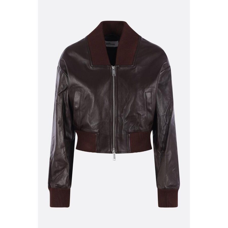 Other SELF-PORTRAIT Brown Cropped Leather Bomber Jacket New & Auth Size M / US 6-8 / IT 42-44 - 1 Thumbnail