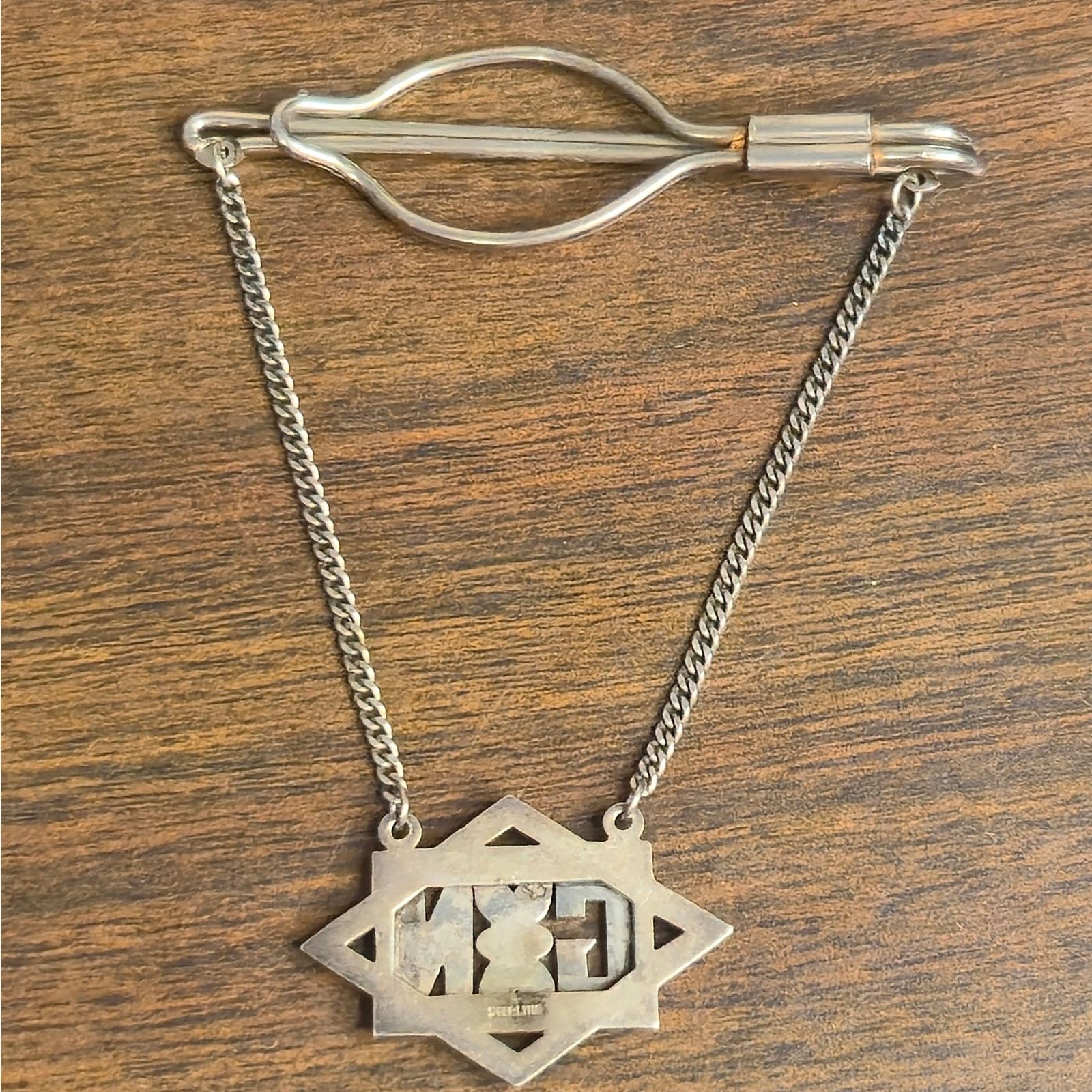 Vintage Vintage Art Deco Sterling Tie Bar Clasp with Pendant Size ONE SIZE - 2 Thumbnail