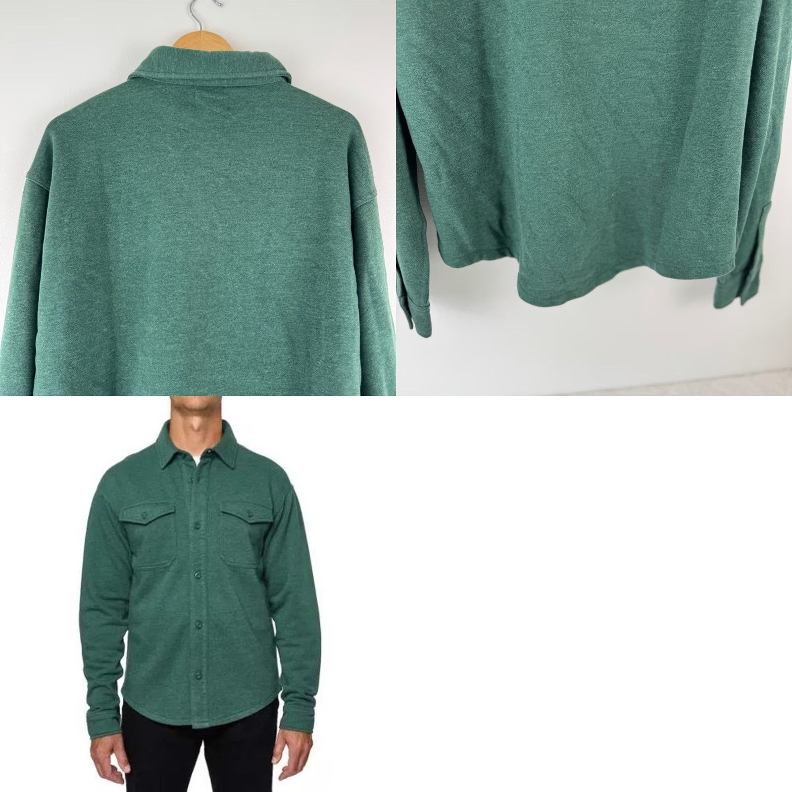 Vintage LAZER Mens Relaxed Fit Fleece Shirt Jacket Deep Emerald Green Shacket L ML71219 Size US L / EU 52-54 / 3 - 9 Thumbnail
