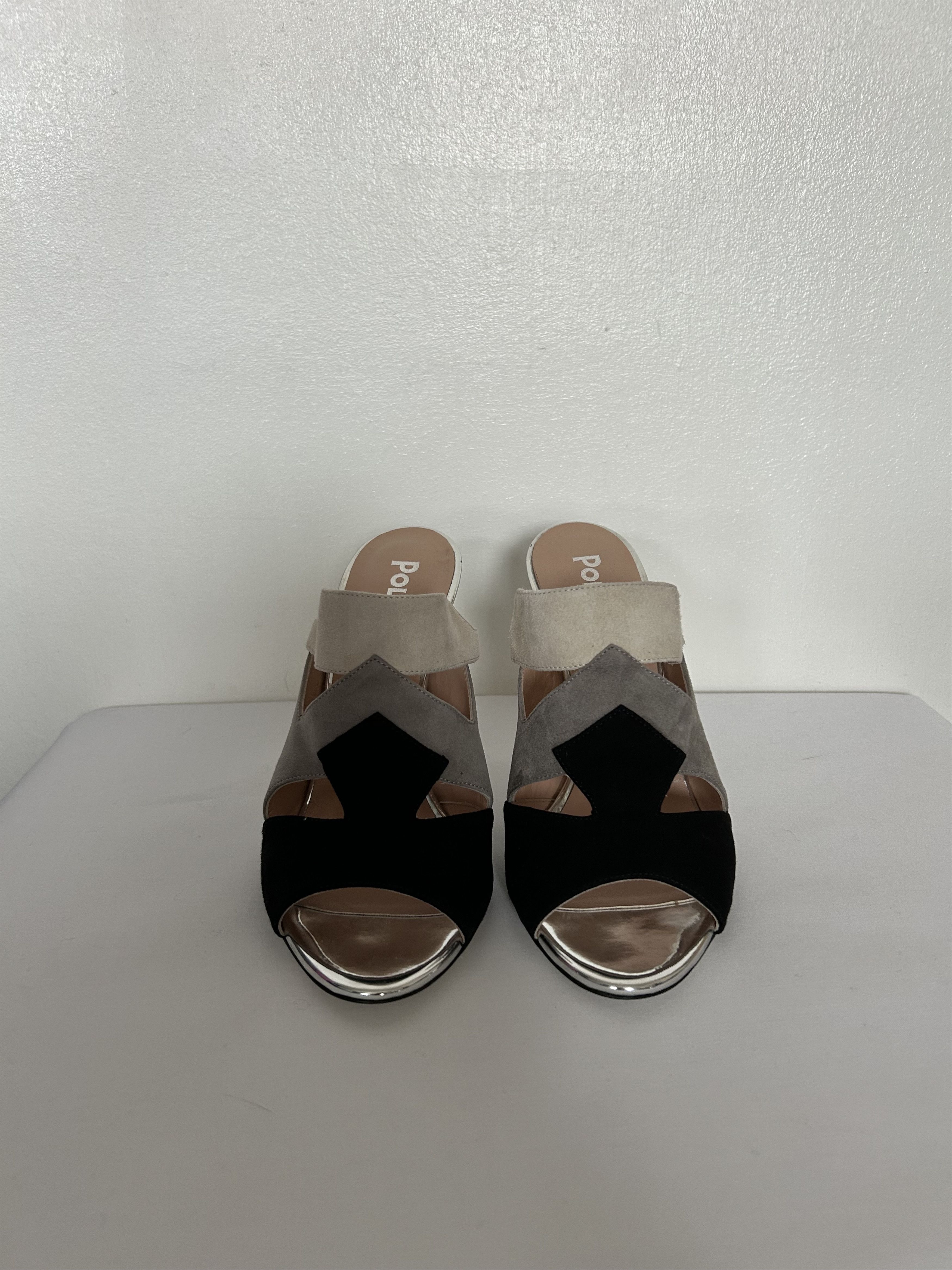 Pollini Pollini "SABOT" Colourblock Suede Heels Size US 6.5 / IT 36.5 - 6 Thumbnail
