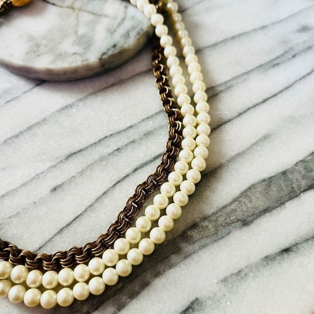 Vintage Vintage Pearl and Chain Layered Necklace Gold Toned Size ONE SIZE - 4 Thumbnail