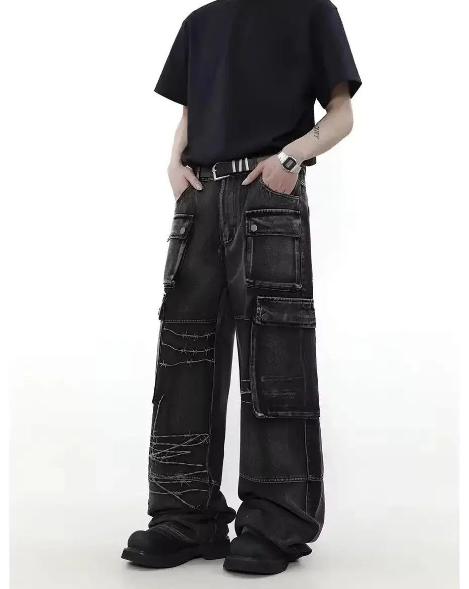 Japanese Brand Y2K Vintage Streetwear Distressed Baggy Cargo Jeans Size US 32 / EU 48 - 3 Thumbnail