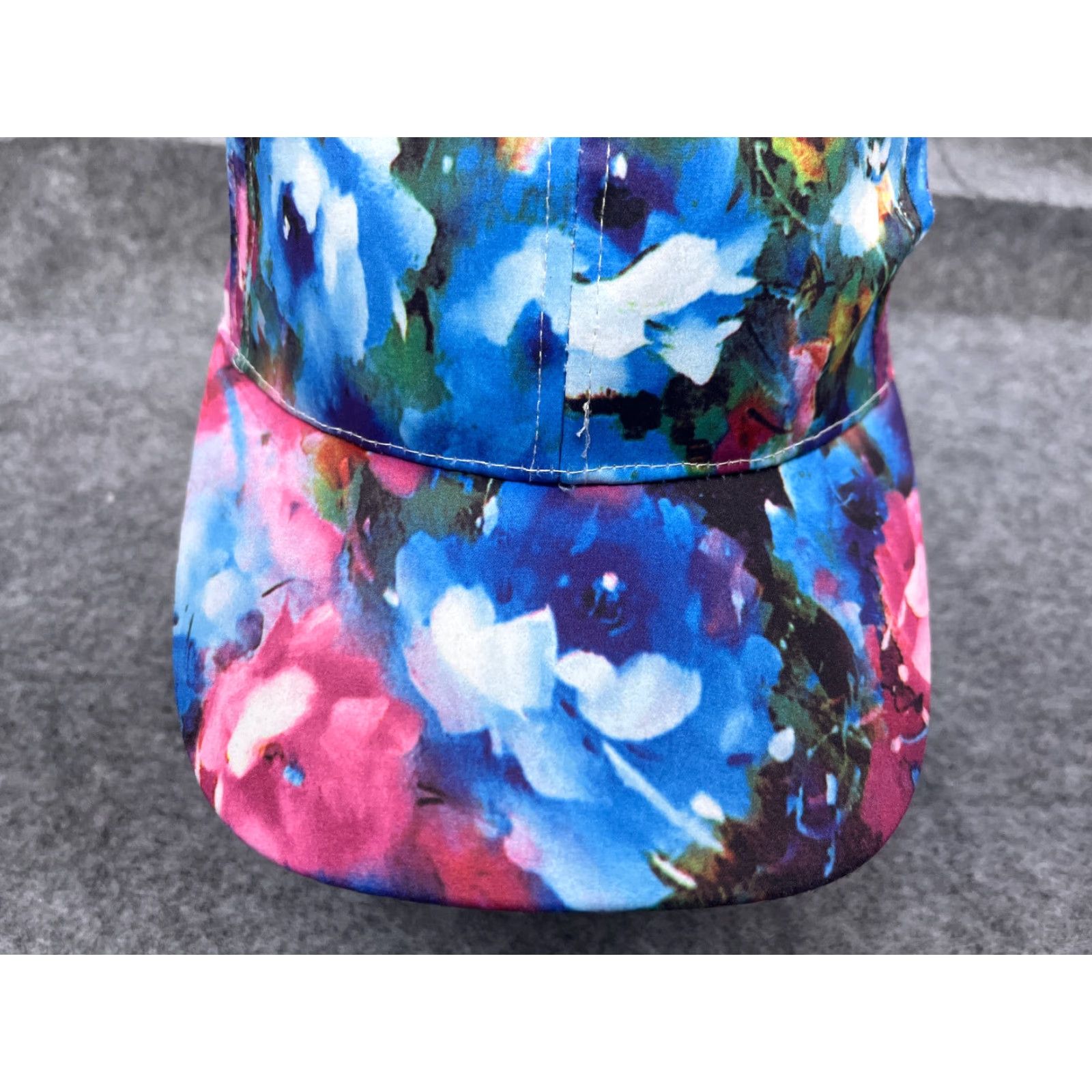 Vintage Hat Snap Back Womens One Size Blue Pink Floral 100% Polyester Outdoors Beach Cap Size ONE SIZE - 3 Thumbnail