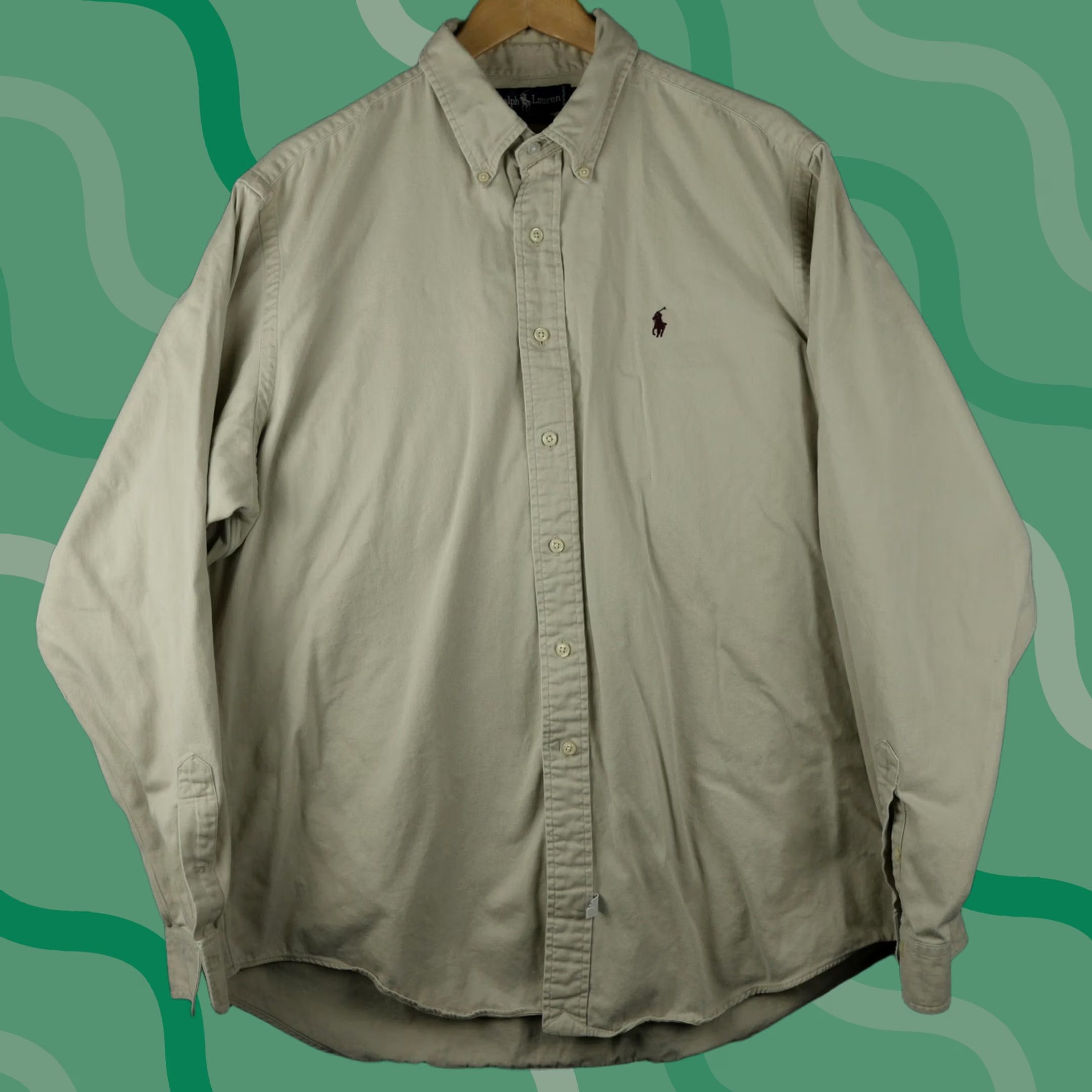 Ralph Lauren Ralph Lauren Shirt Mens XL Beige Twill Button-Down Long Sleeve Pony Heavy Cotton Size US XL / EU 56 / 4 - 1 Thumbnail