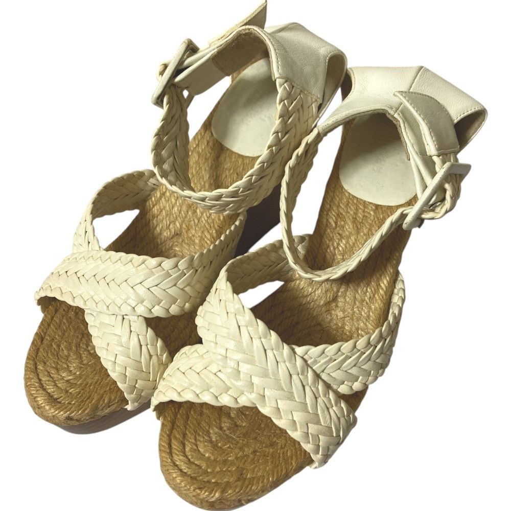Hermes Hermes Hermes Mesh Leather Wedge Wood Sandals Leather Shoes DUTY FREE for USA Size ONE SIZE - 1 Thumbnail